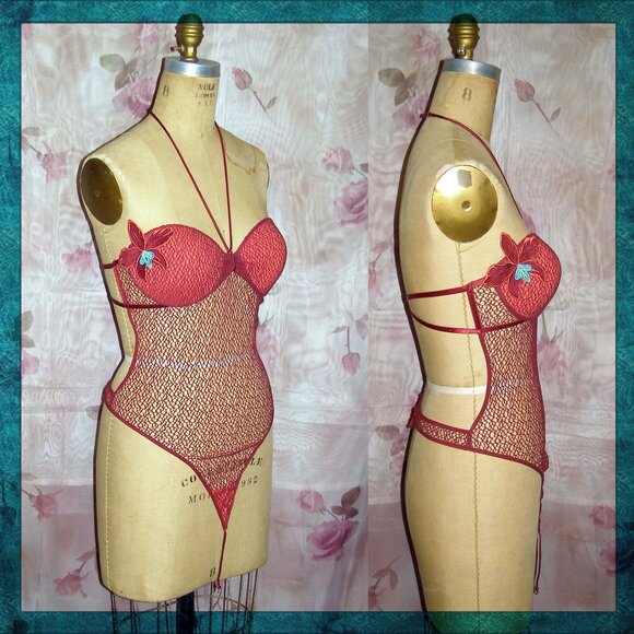 RARE nwot 36C Med Victoria's Secret fishnet Teddy - Picture 1 of 16